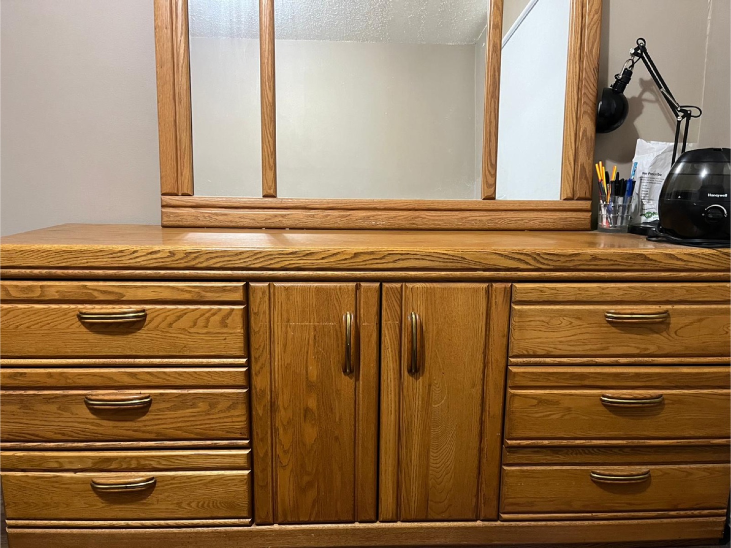 Solid Oak Dresser with Mirror