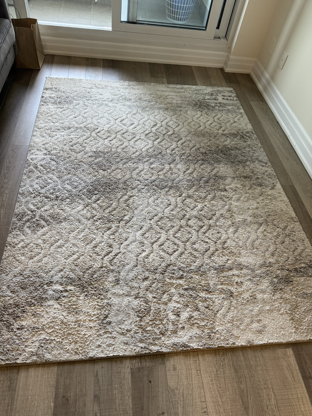 2 Large Area Rug - Beige and Grey Abstract Design