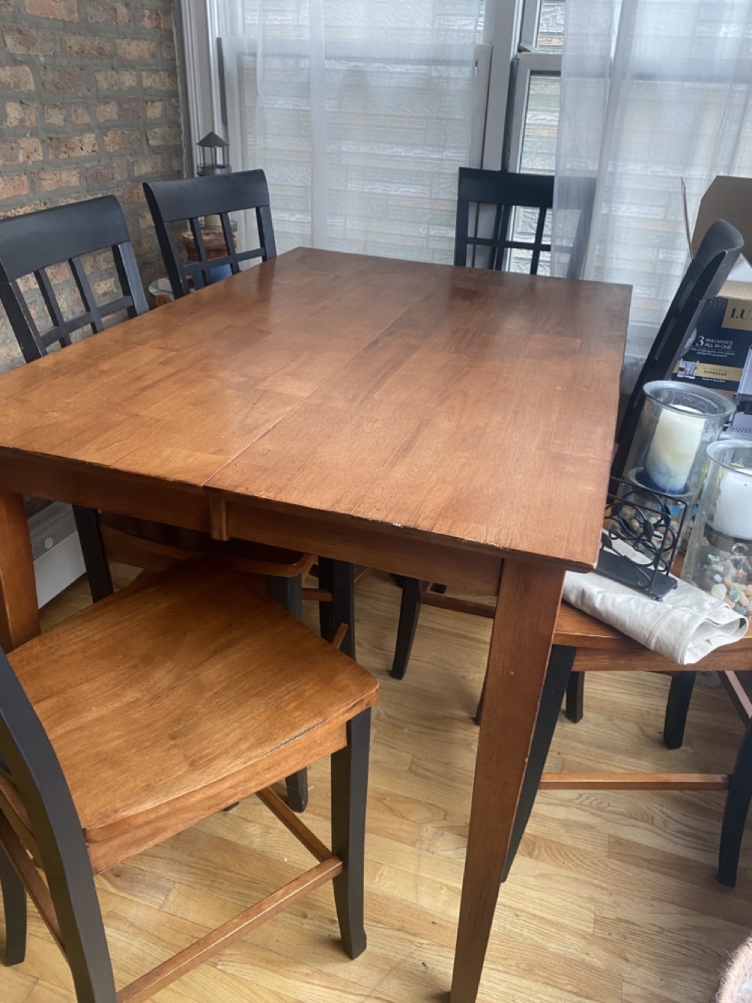 Wood Dining Table with 6 Chairs