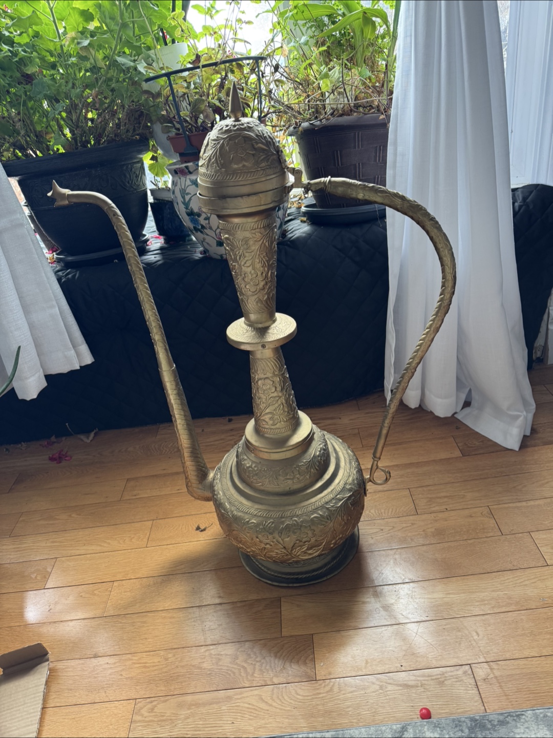 Large Ornate Brass Teapot