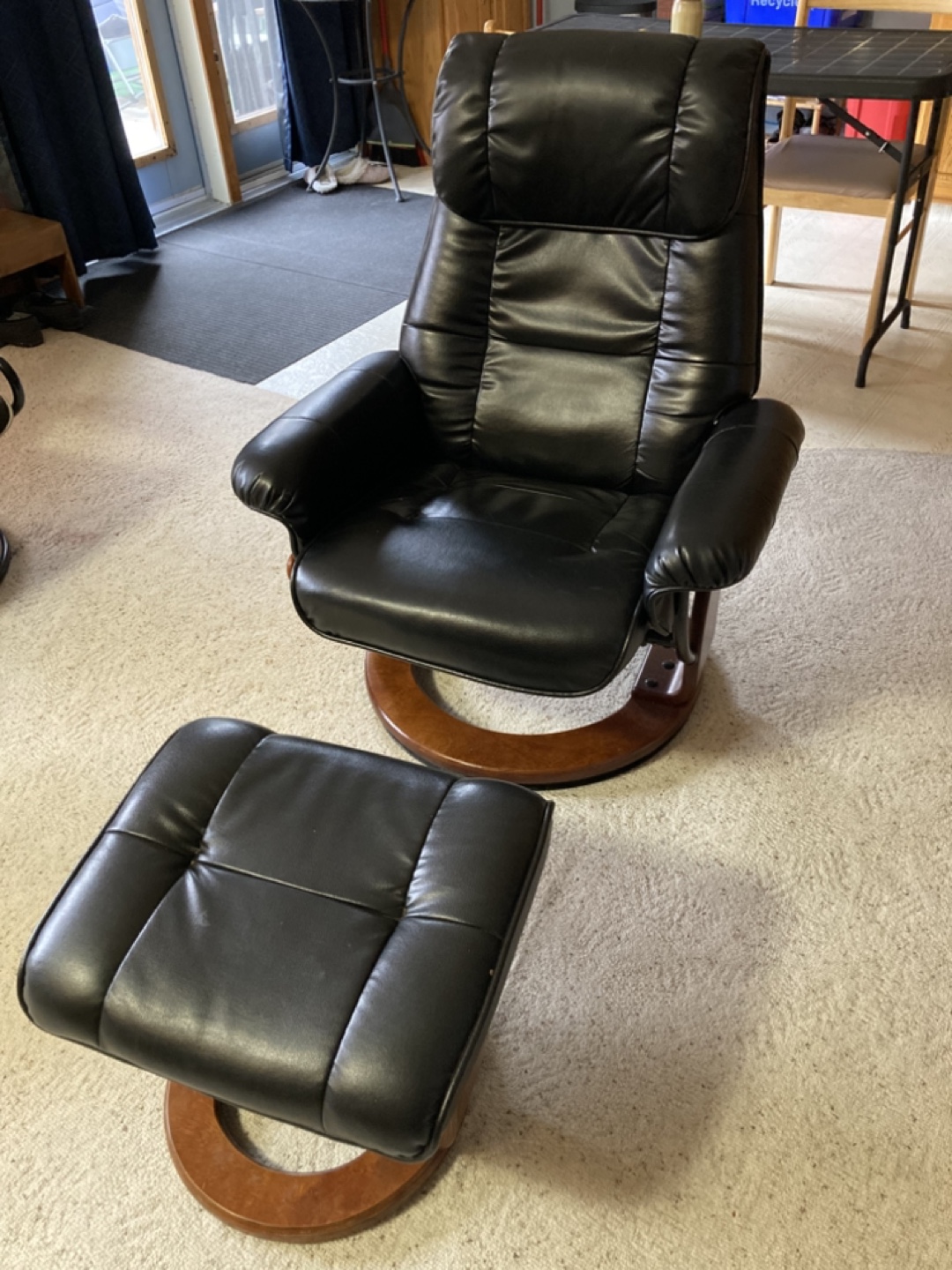 Black Recliner with Ottoman