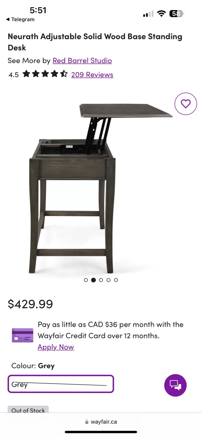 Red Barrel Studio Neurah Adjustable Standing Desk - Grey image indicator(5)