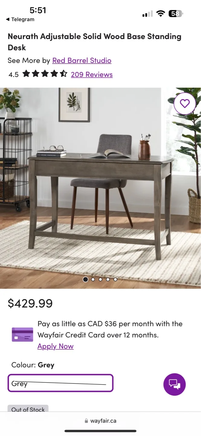 Red Barrel Studio Neurah Adjustable Standing Desk - Grey image indicator(4)