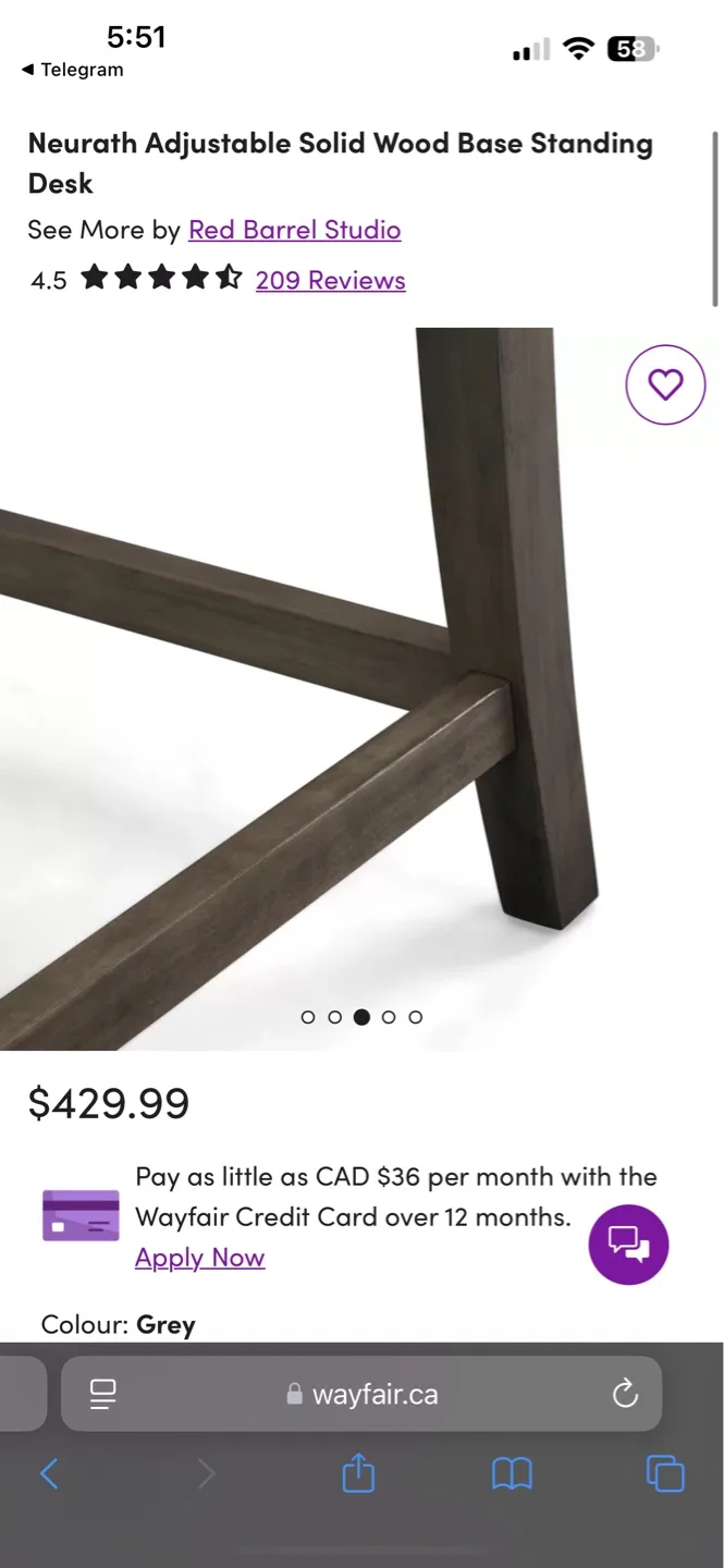 Red Barrel Studio Neurah Adjustable Standing Desk - Grey image indicator(6)