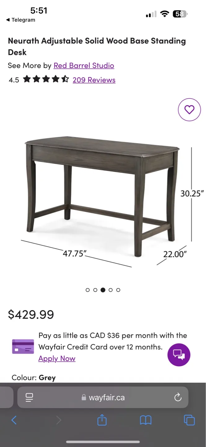 Red Barrel Studio Neurah Adjustable Standing Desk - Grey image indicator(7)