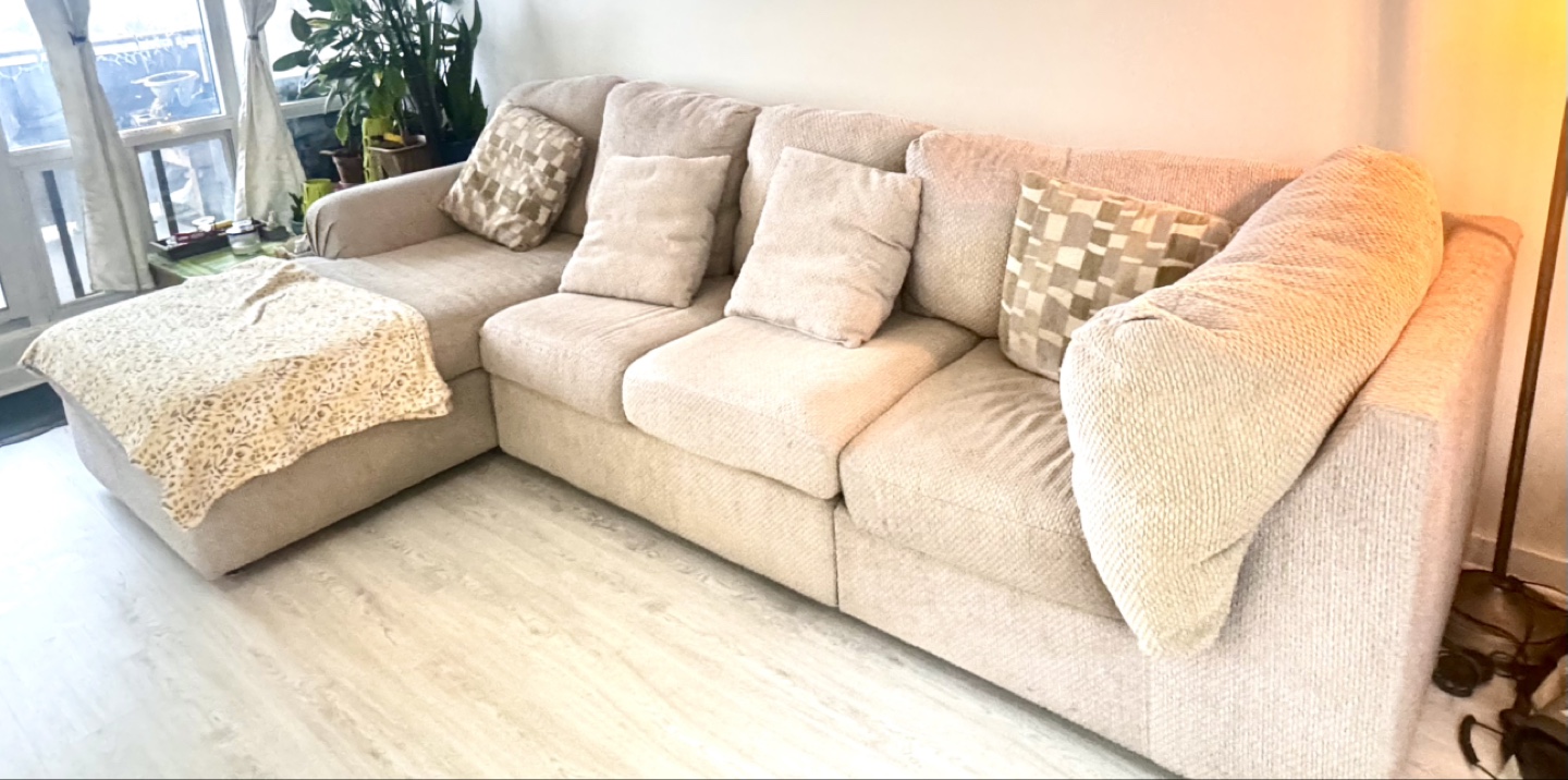 Beige Sectional Sofa with Chaise Lounge - photo 3