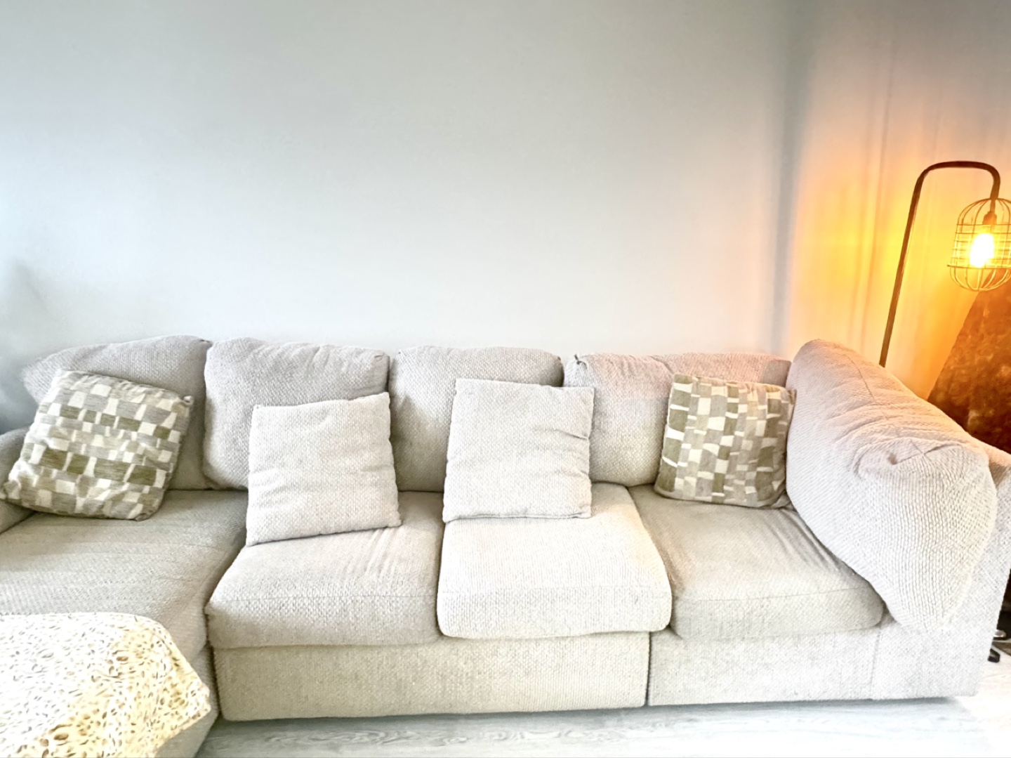 Beige Sectional Sofa with Chaise Lounge - photo 2