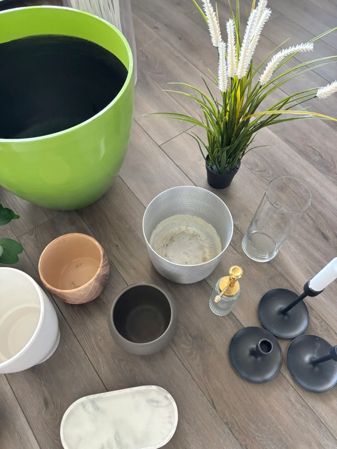 Assorted! Pots, Artificial plants, decorative,and candle holders image indicator(9)