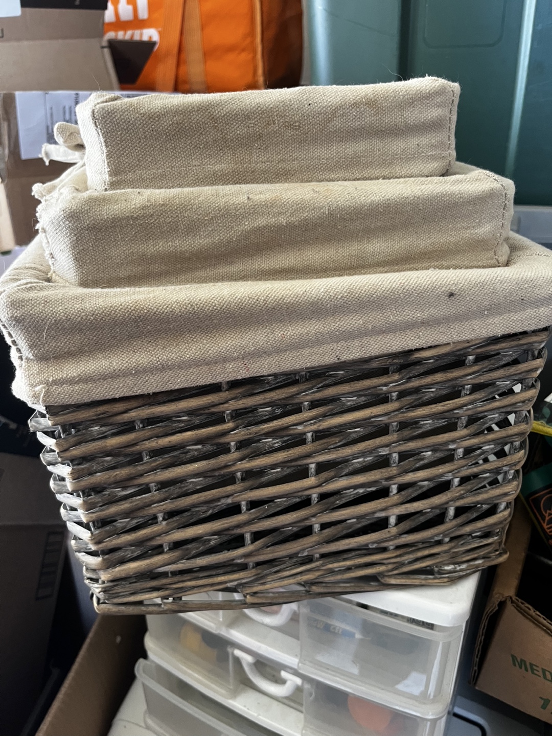 Set of 3 Wicker Storage Baskets with Linen Liners - photo 3