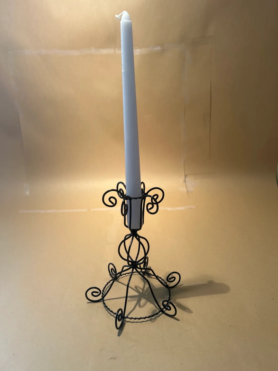 Wire Candle Holder with White Candle thumbnail