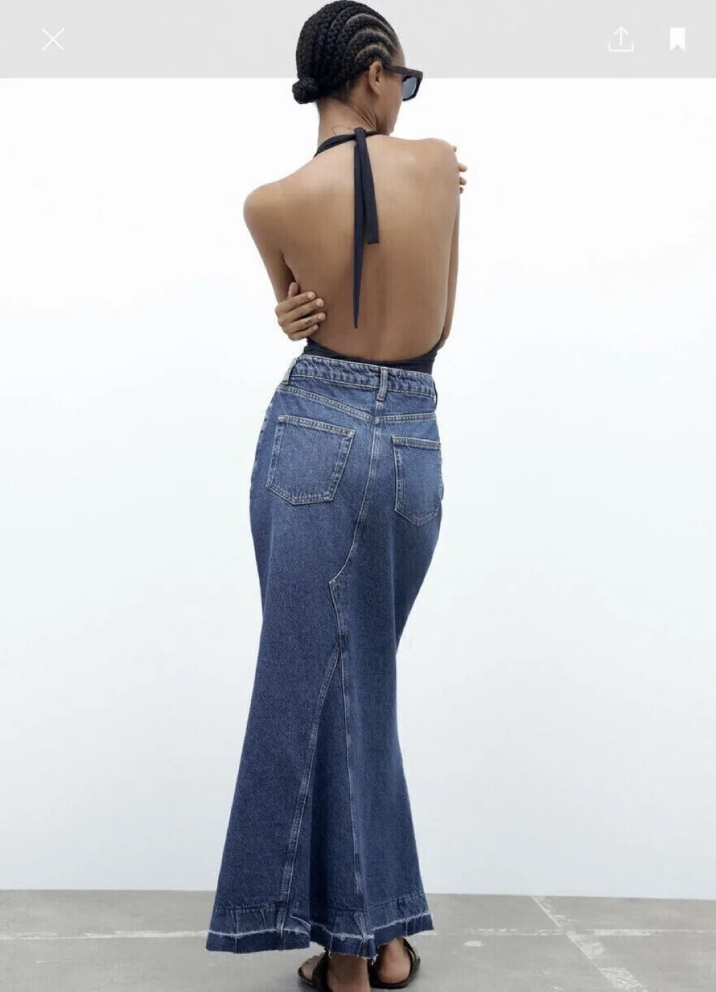 Zara Denim Mermaid Maxi Skirt Size M image indicator(4)