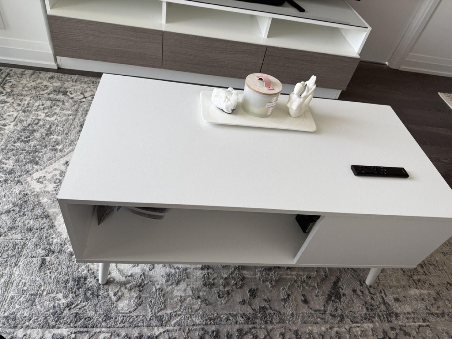 White Coffee Table with Storage - photo 2