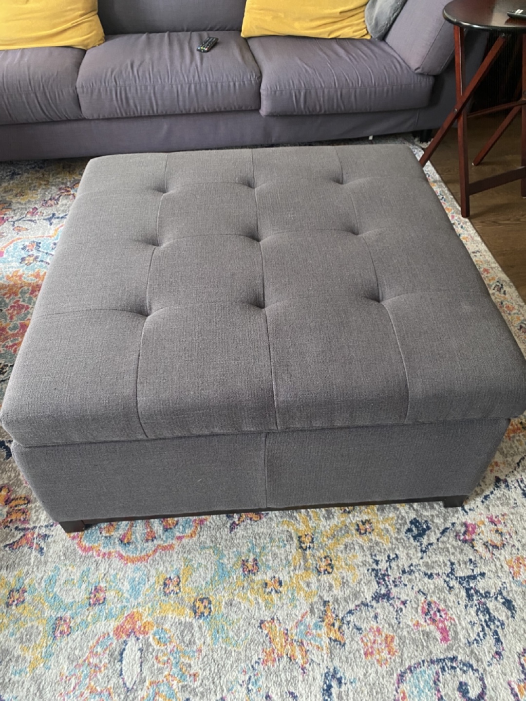 Large Grey Fabric Storage Ottoman - photo 2
