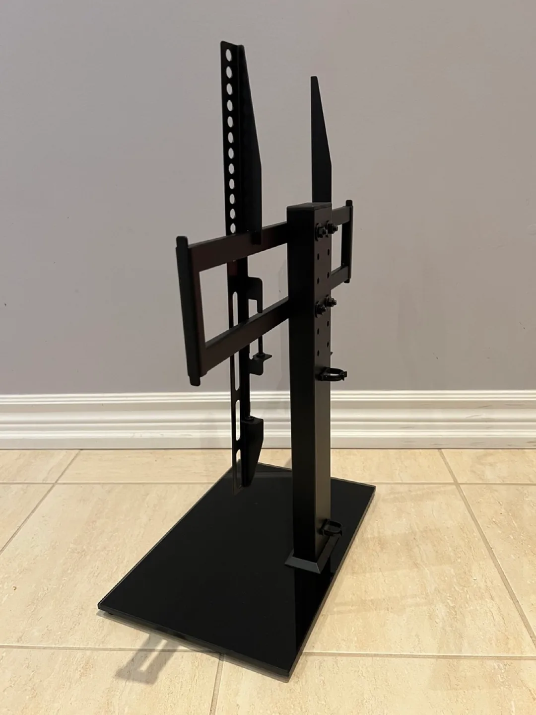 Black TV Stand with Tempered Glass Base thumbnail