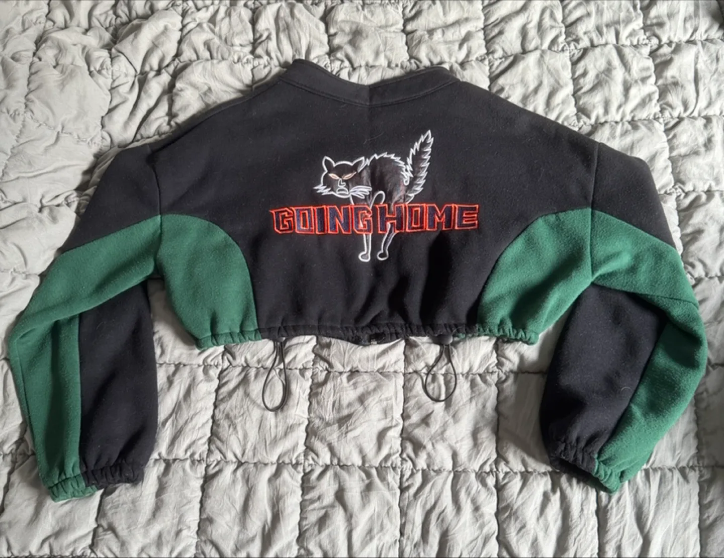 Black & Green Cropped Zip-up Sweater image indicator(2)