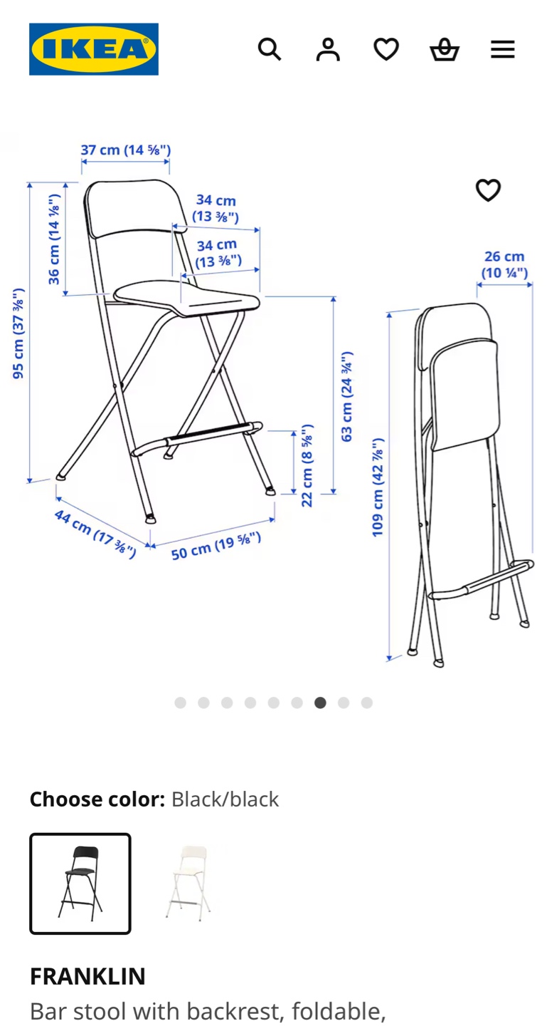 Pair of IKEA FRANKLIN Black Bar Stools - photo 3