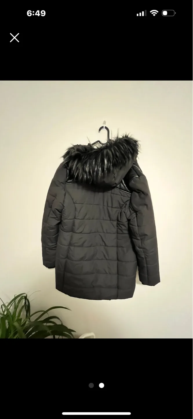 💚 NOIZE Women's (L) Puffer jacket with faux fur hood image indicator(2)