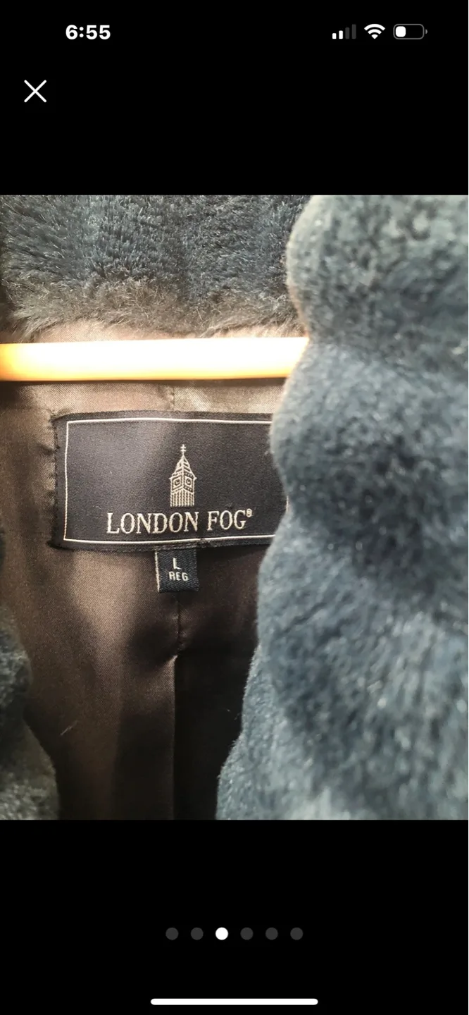 💚 London Fog Teal Faux Fur Coat - Size Large image indicator(3)