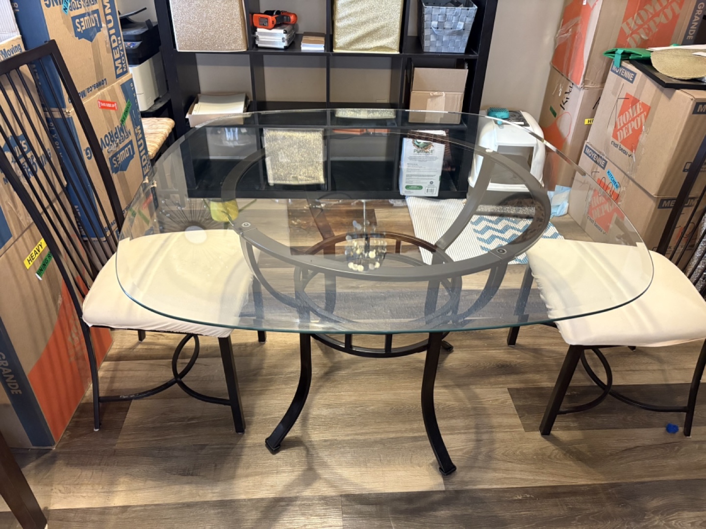 Glass-top dining table with two chairs - photo 5