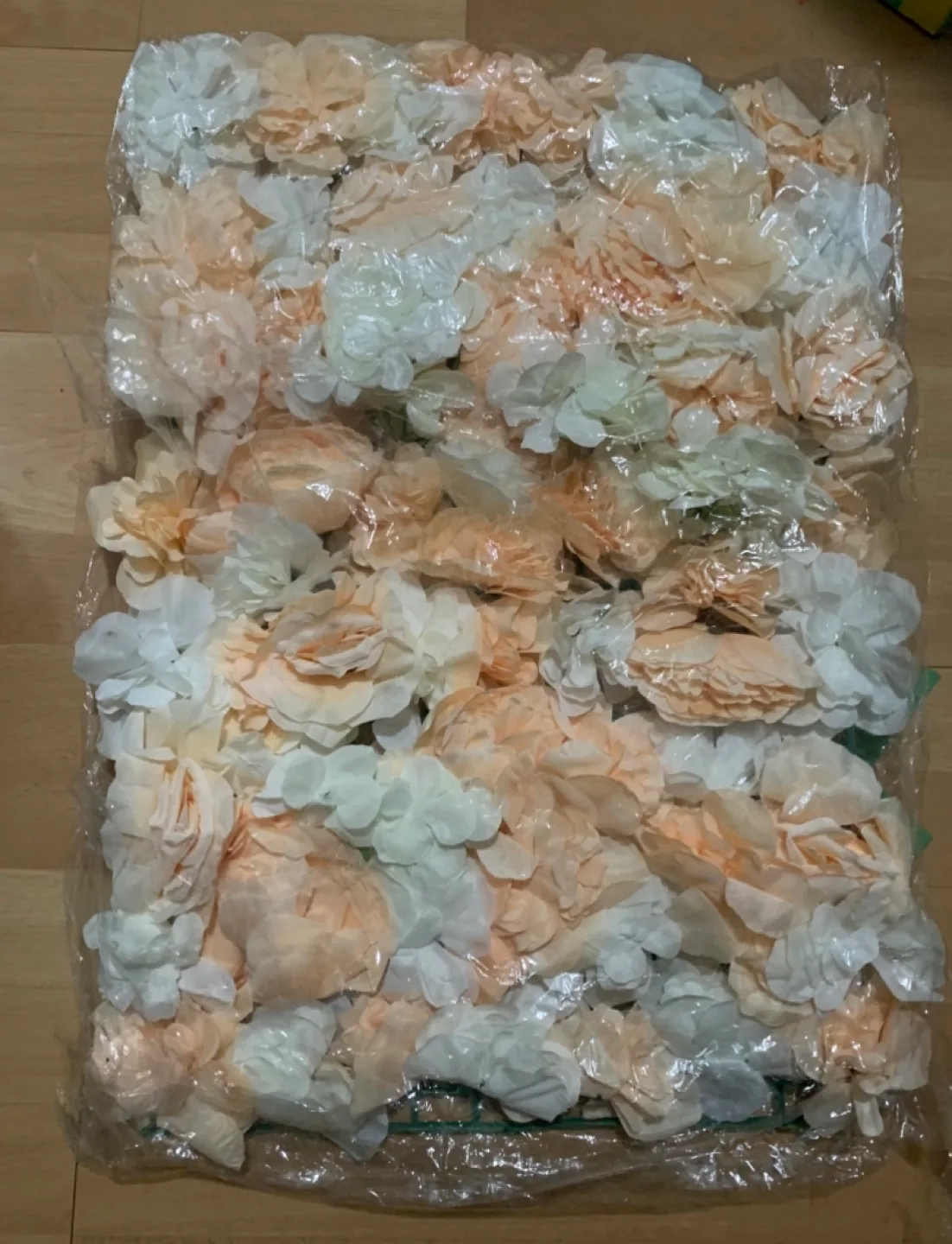 Artificial Flower Wall Panel Peach and White thumbnail
