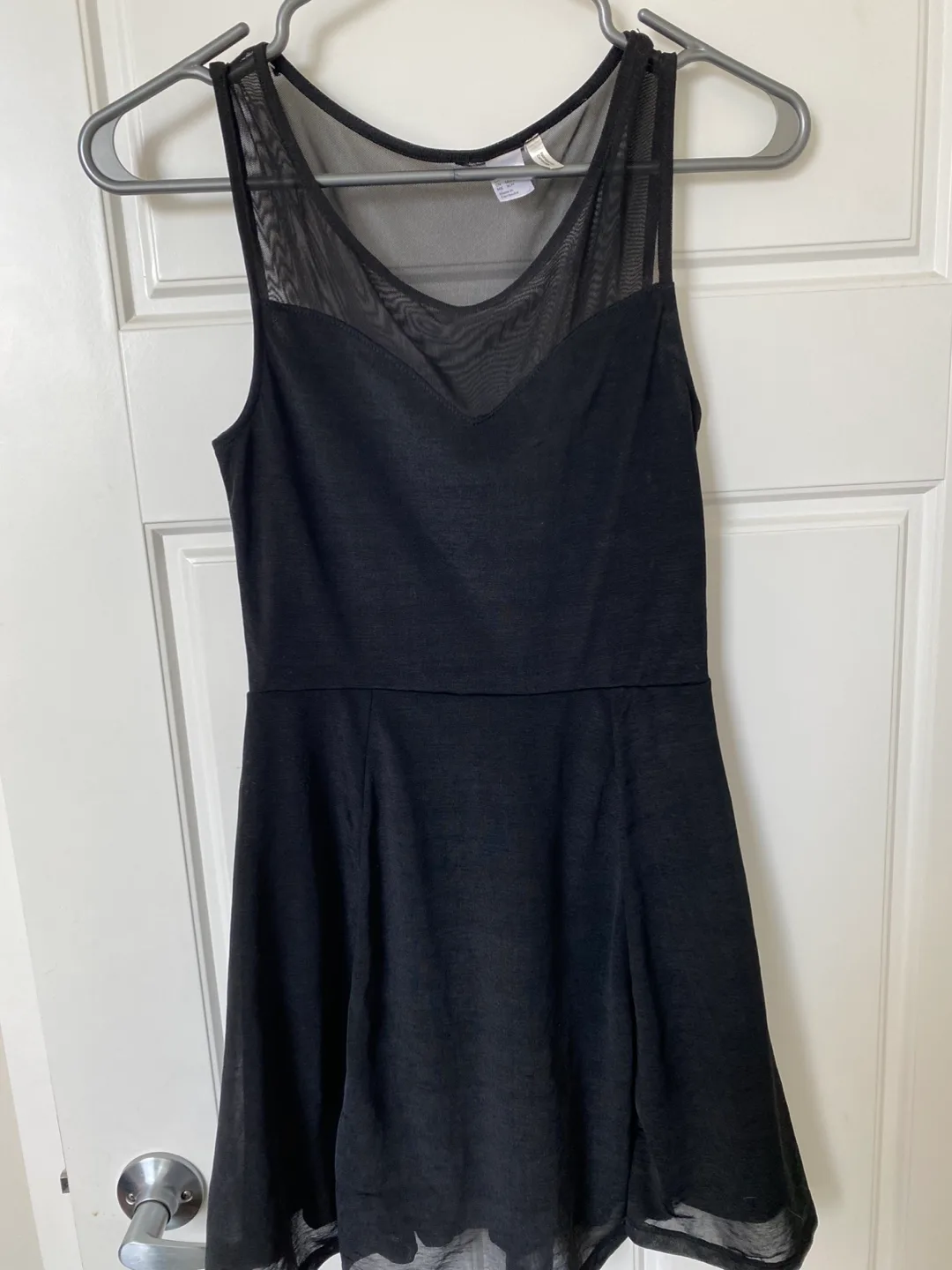 H&M Black skater dress with mesh neckline thumbnail