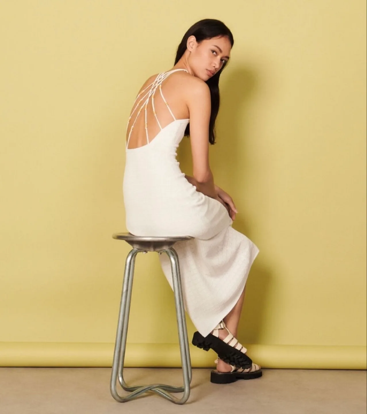 New Sandro knit White Embellished Dress 42 thumbnail