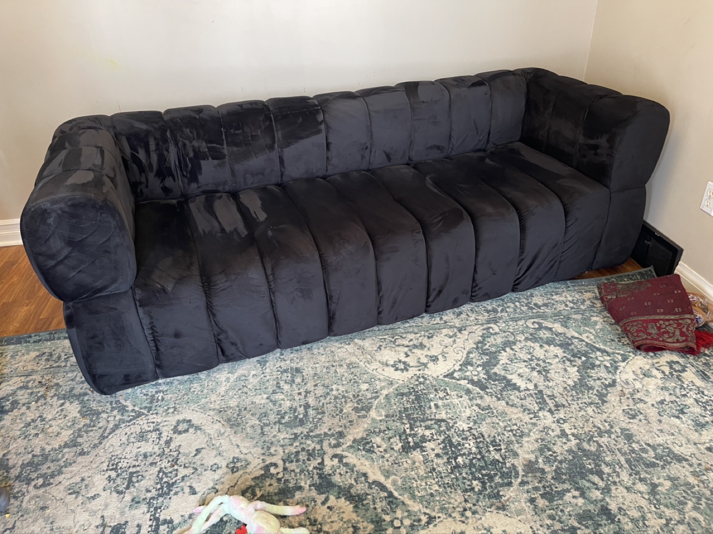 Velvet Channel Tufted Sofa - photo 2