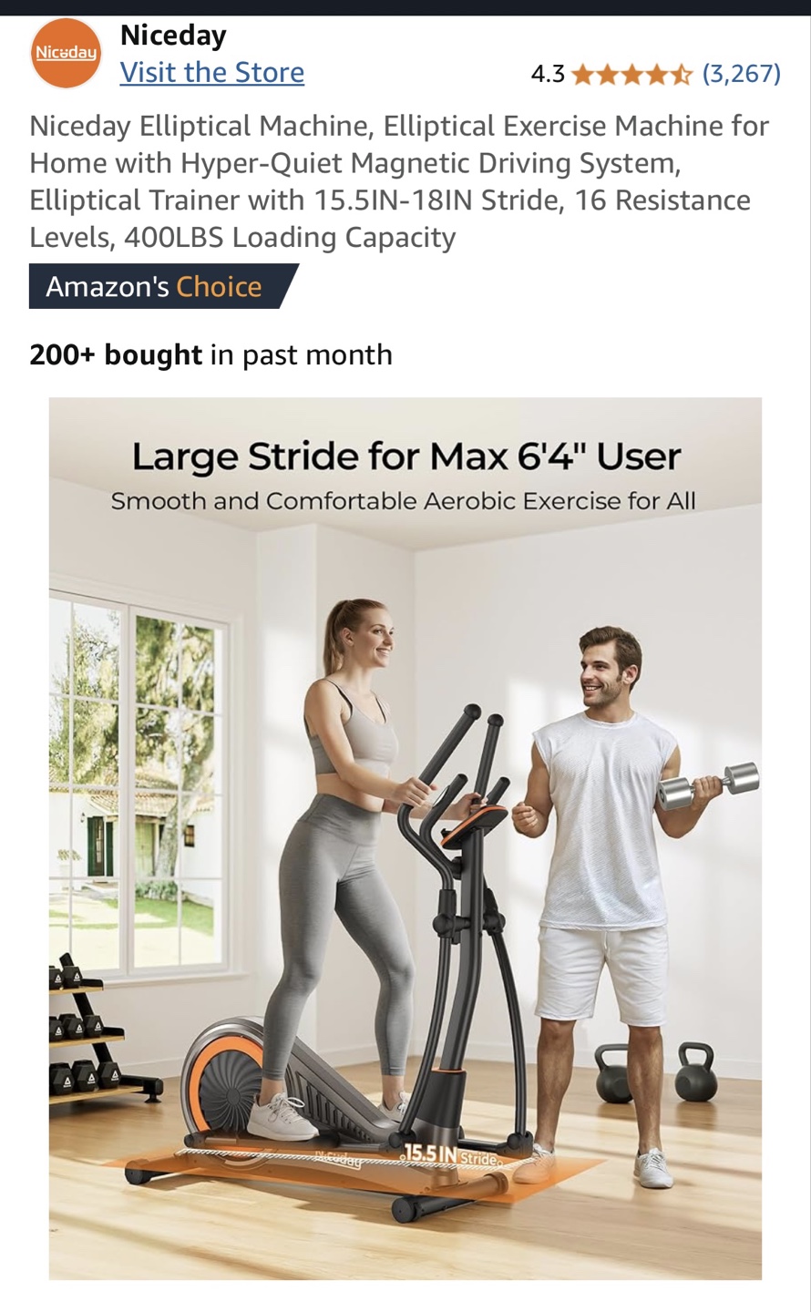 Niceday Elliptical Machine - Low Impact Cardio Workout - photo 4
