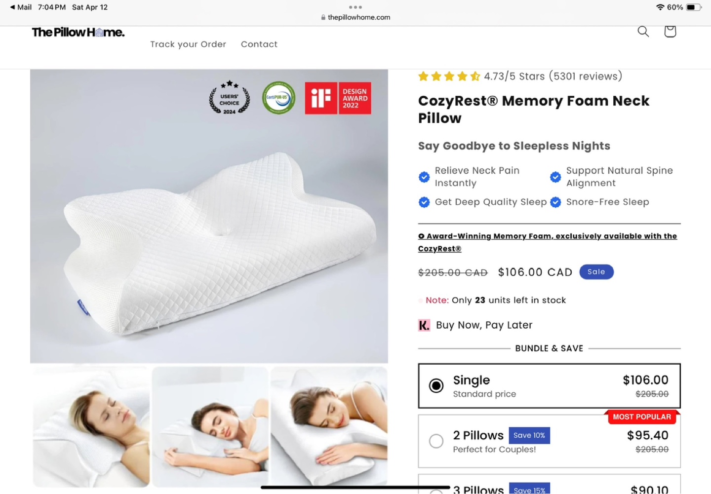 CozyRest Memory Foam Neck Pillow - photo 2