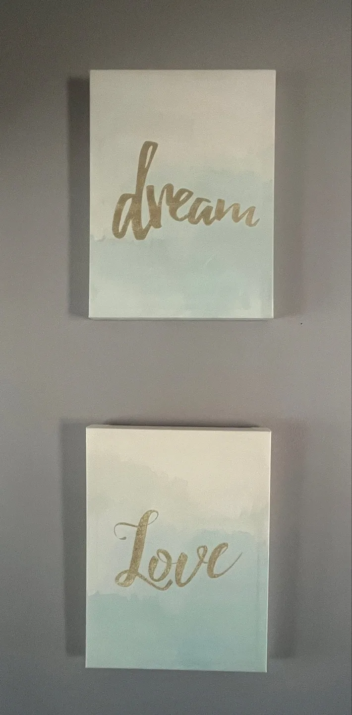 Set of Two Inspirational Canvas Wall Art Prints - Love & Dream thumbnail