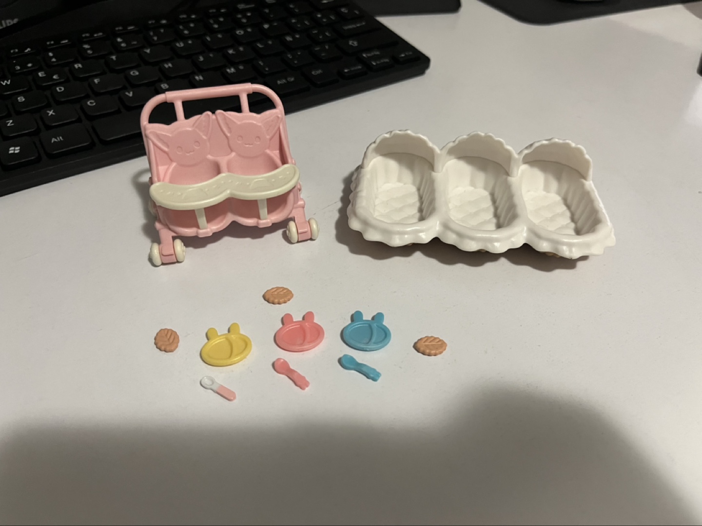 Calico Critters Twin Stroller and Crib Set with Accessories