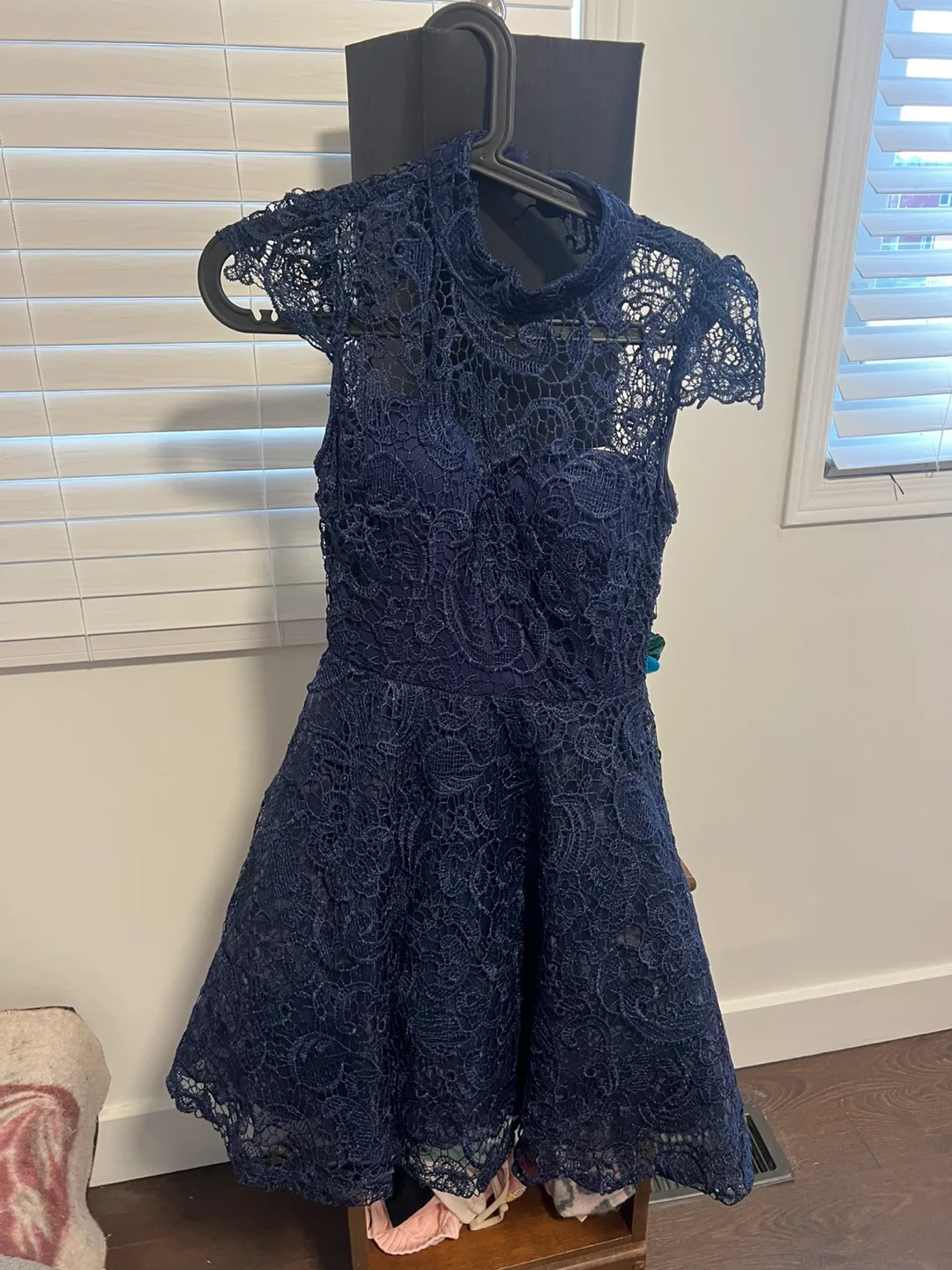 Navy Blue Lace Dress (negotiable) thumbnail
