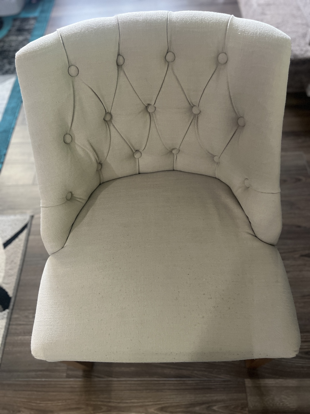 Beige Button-Tufting Dining Chair