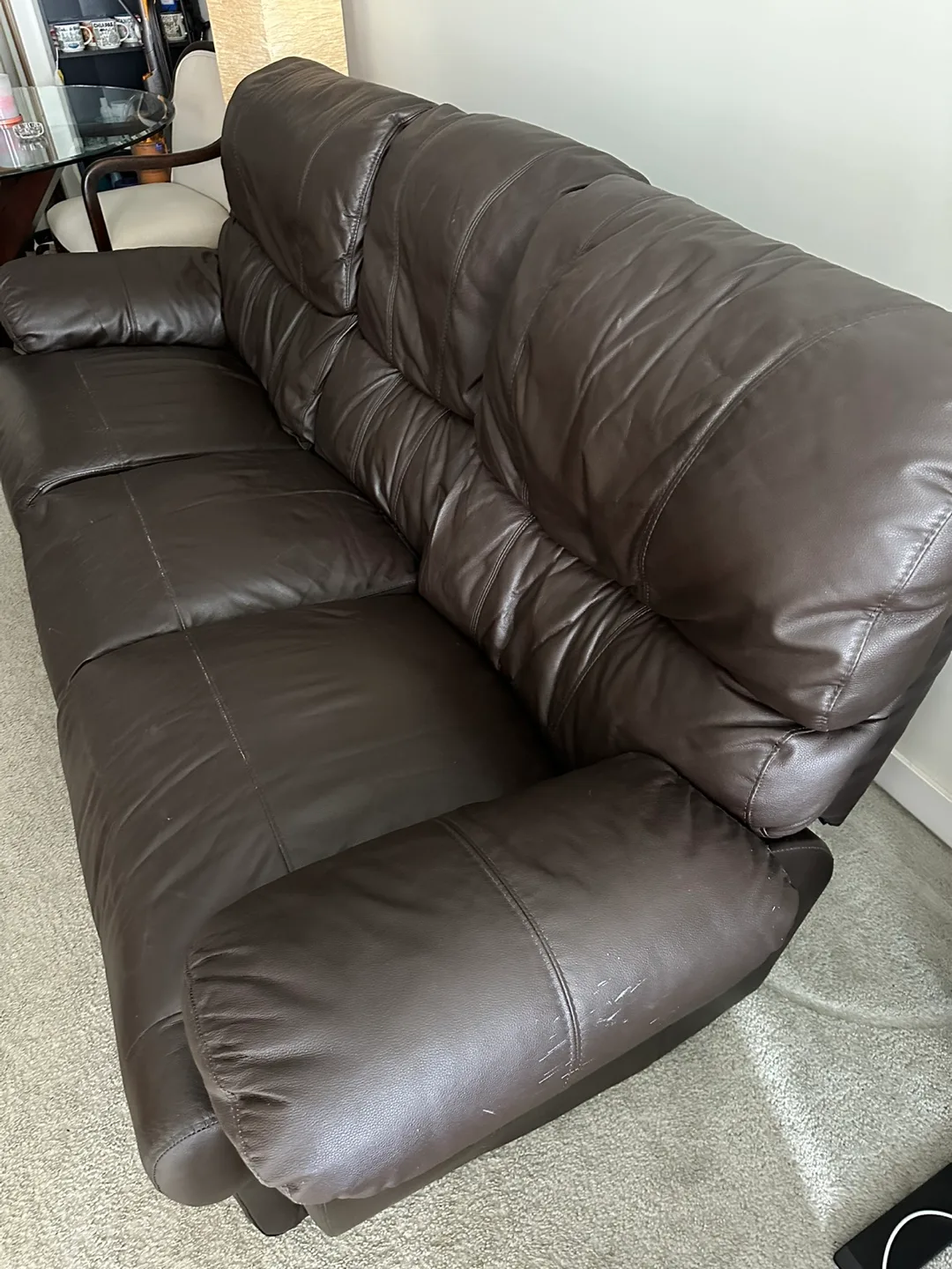 Brown Leather Recliner Sofa thumbnail
