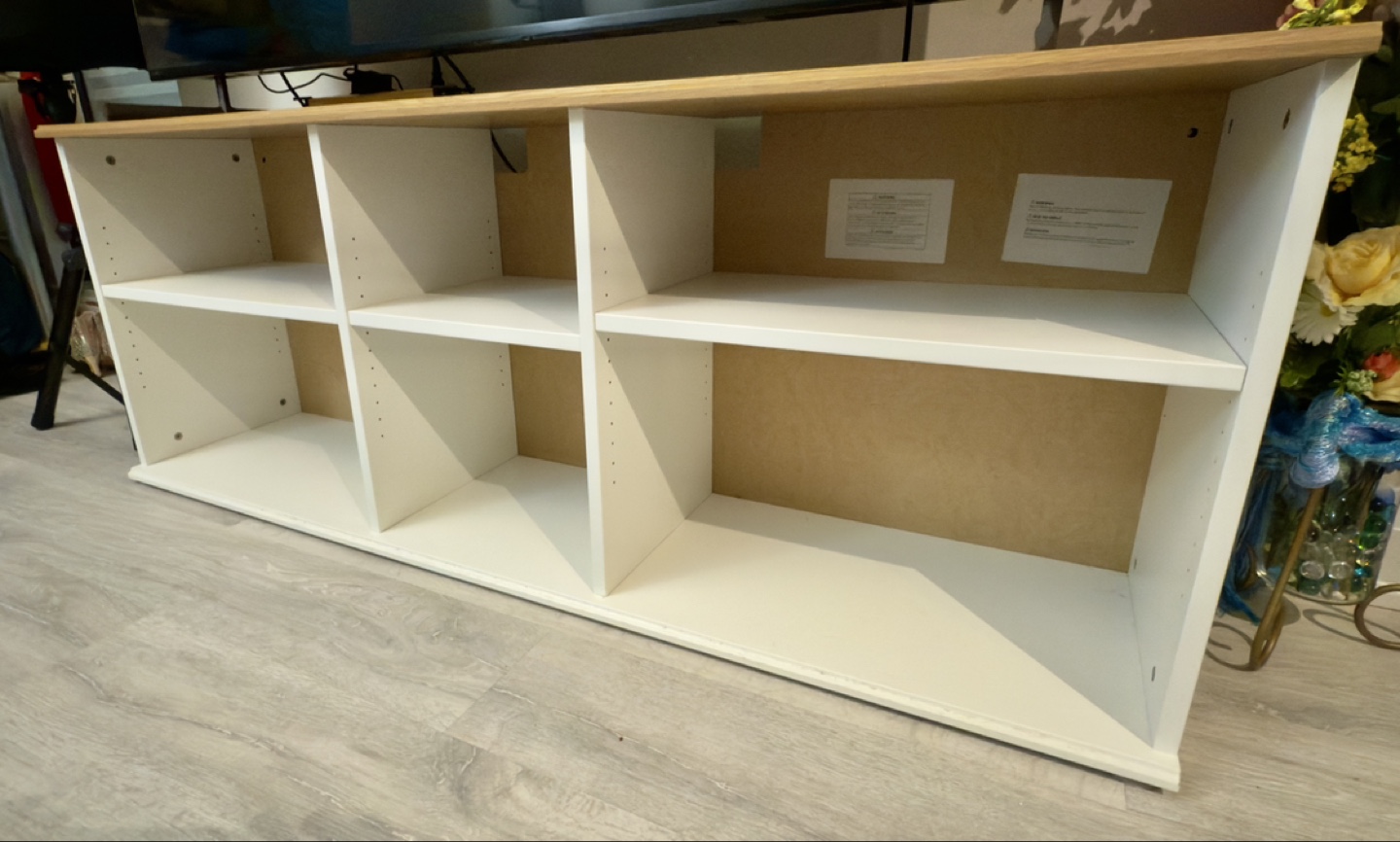 Moving Sale Ikea :White and Oak TV Stand with Shelves - photo 3