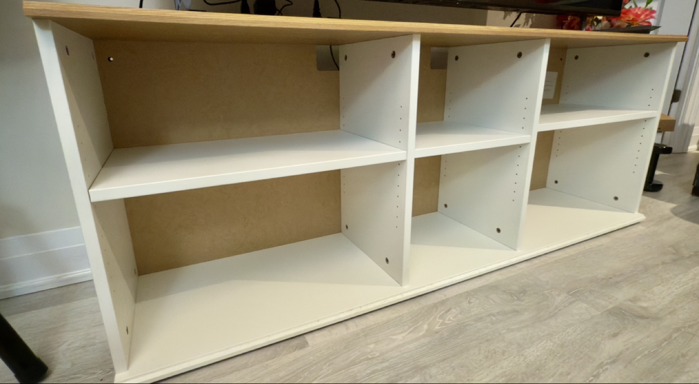 Moving Sale Ikea :White and Oak TV Stand with Shelves - photo 2