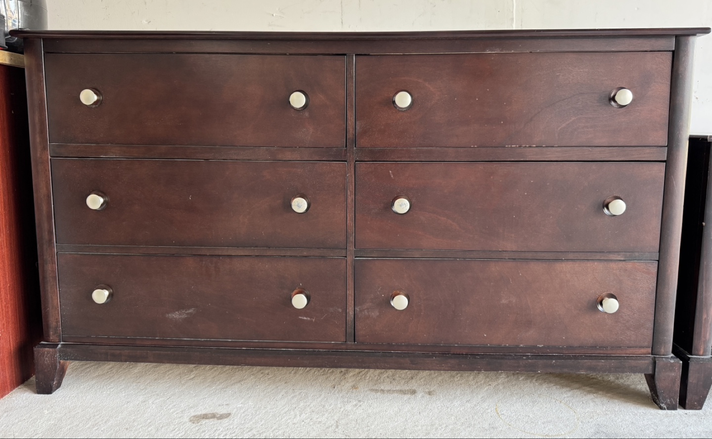 Dark Brown Wooden 6-Drawer Dresser
