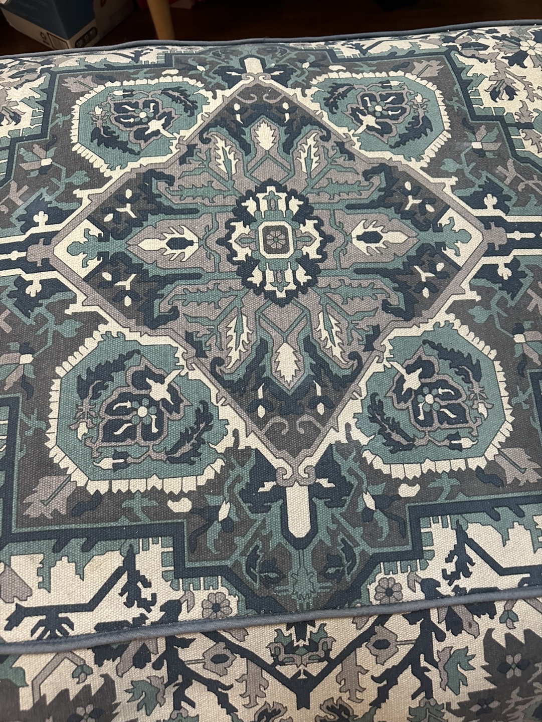 Large Blue Floor Pouf / Ottoman - photo 5