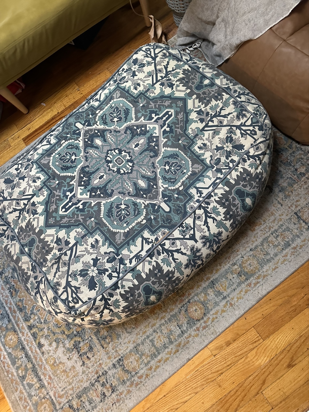 Large Blue Floor Pouf / Ottoman - photo 3
