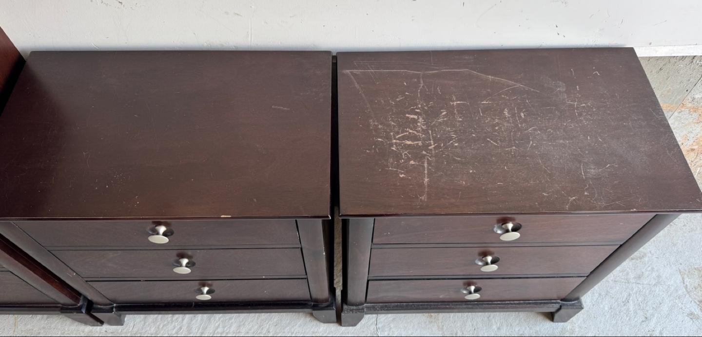 Pair of Dark Brown Wooden Nightstands - photo 2