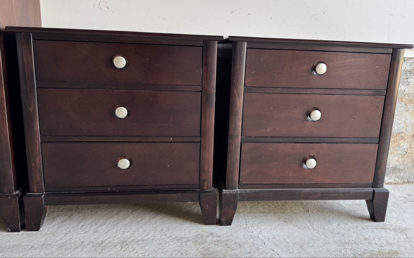 Pair of Dark Brown Wooden Nightstands