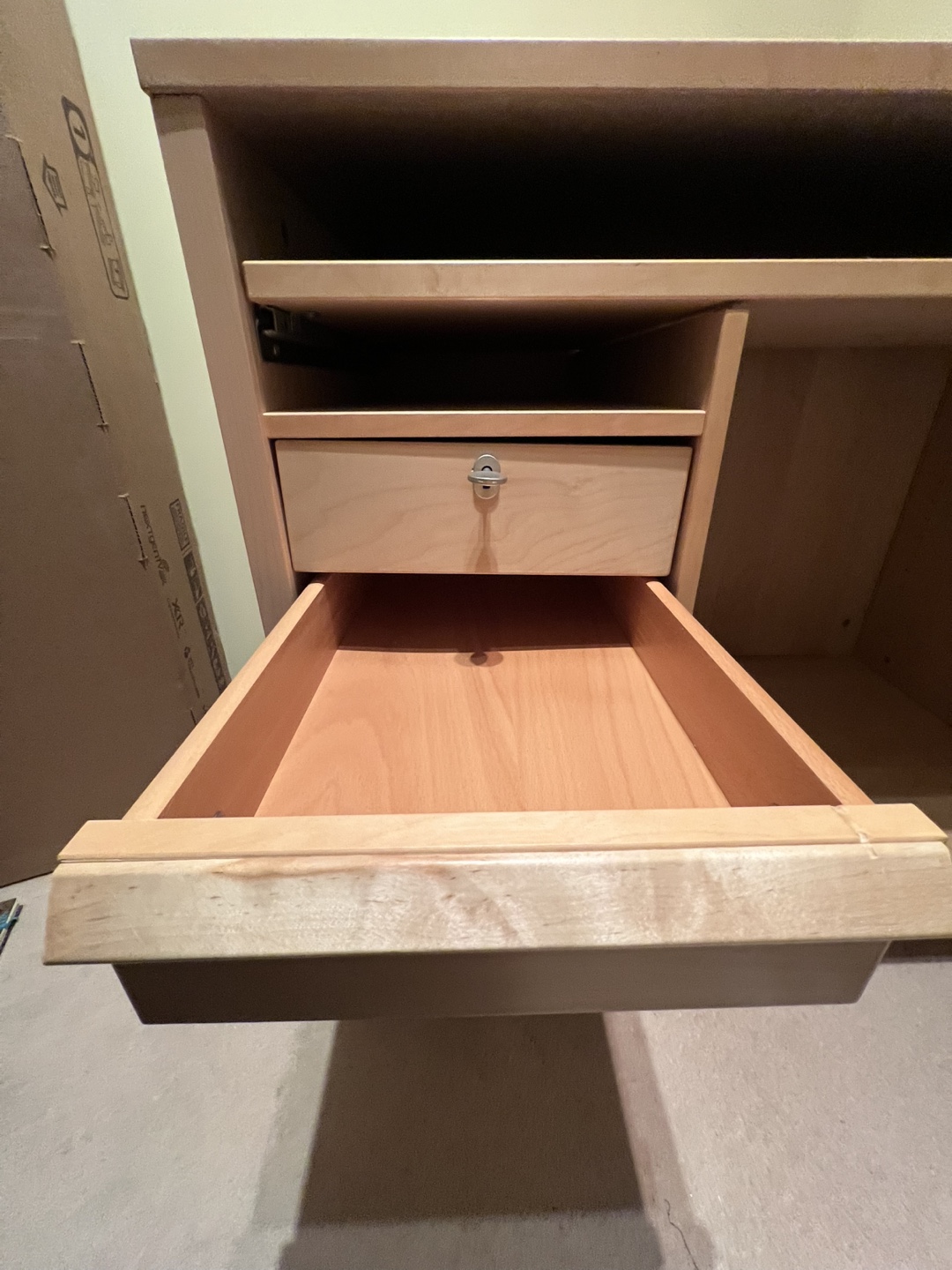 Wooden Computer Desk with Drawers and Keyboard Tray - photo 4