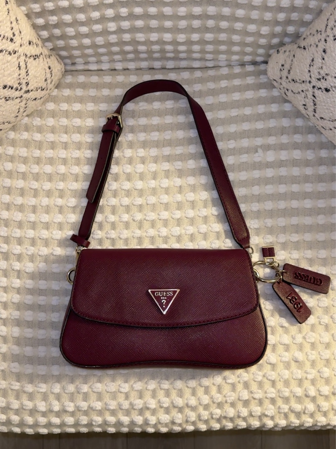 Burgundy GUESS shoulder bag