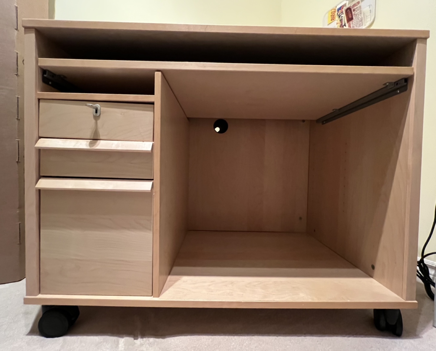 Wooden Computer Desk with Drawers and Keyboard Tray