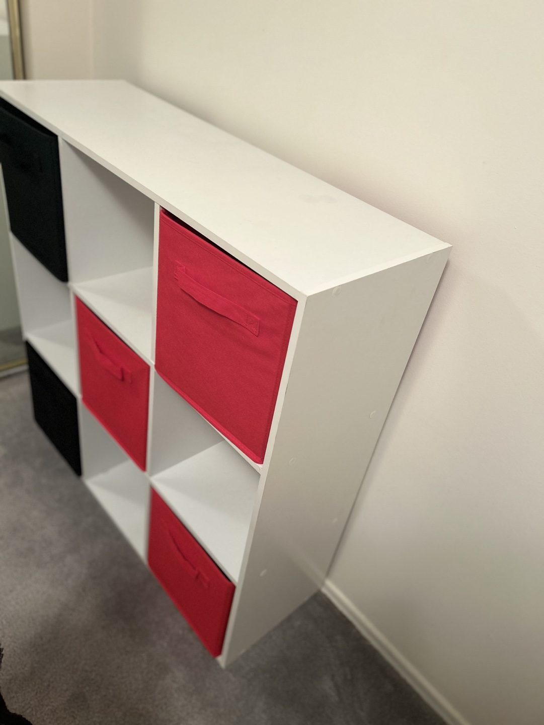 White Cube Organizer with Red and Black  Bins - photo 2