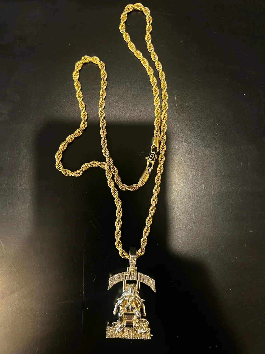 GLD Death Row 18k plated Pendant w/rope chain image indicator(2)