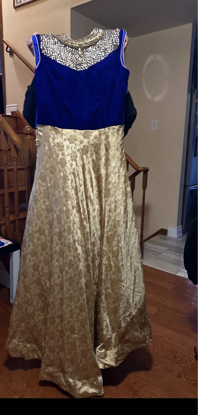 Gorgeous Blue and Gold Indian Gown image indicator(2)
