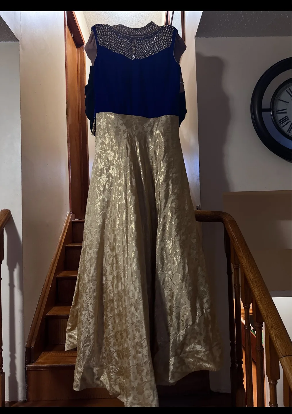 Gorgeous Blue and Gold Indian Gown thumbnail