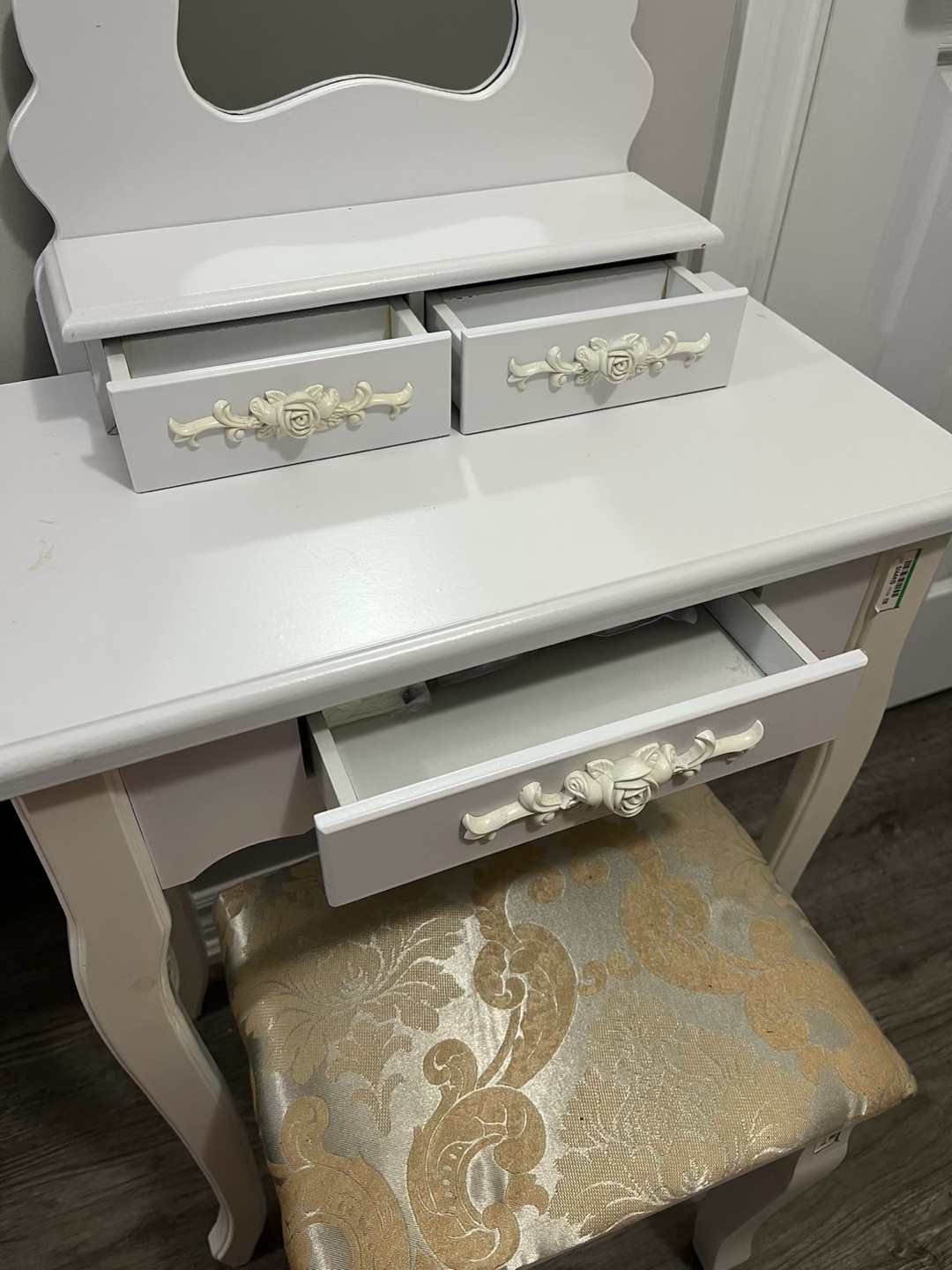 White Vanity Set with Stool and Mirror - photo 2