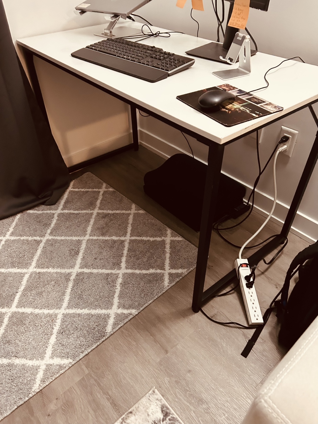 White Computer Desk with Black Metal Frame - photo 2